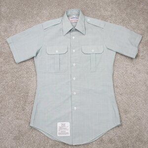 PROPPER Shirt Adult 15 Green Tapered Body Polyester/Wool Short Sleeve Button Up